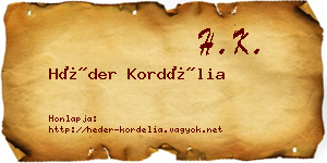 Héder Kordélia névjegykártya